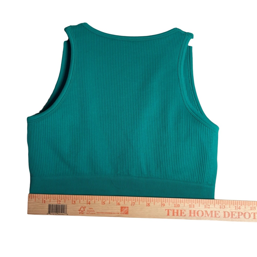 OQQ Teal Ribbed Keyhole Neck‎ Racerback Crop Tank Top Size M - Picture 4 of 6
